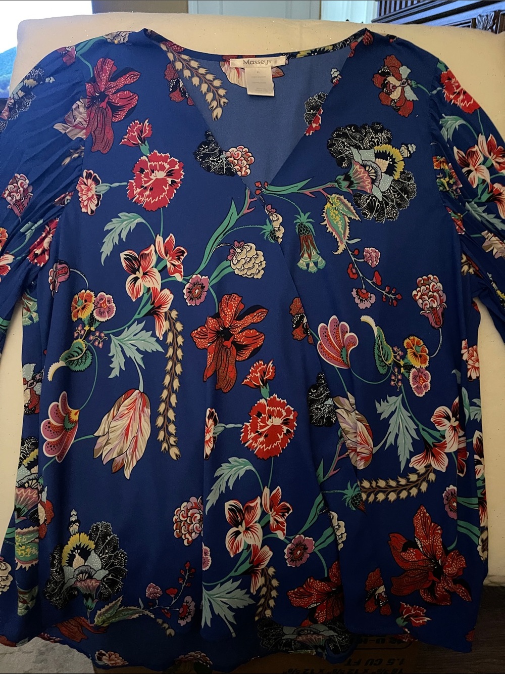 Masquerade Royal Blue Floral V-Neck Tunic